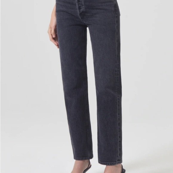 Agolde Hi-Rise Stovepipe Black Women's Jeans - Picture 4 of 12